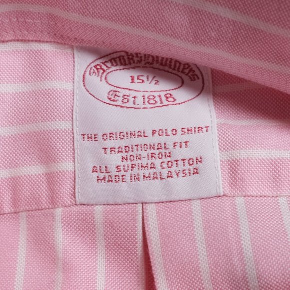 Brooks Brothers Traditional Fit Non-Iron Short Sleeve Button Down Pink 15.5 - Picture 4 of 6
